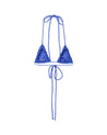 Blue Sheened Ruffle, Tie-Up Triangle Bathing Suit Top